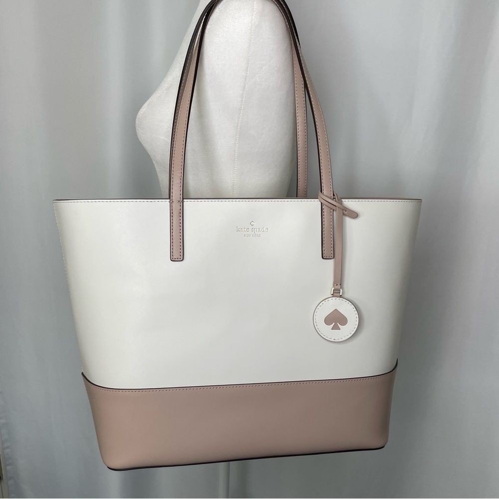 kate spade Two-Tone White and Blush Leather Tote